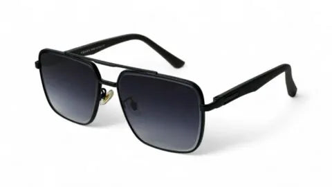 VAELO Bold Prime Black Double Bridge Square Sunglasses for Men - Unisex Design