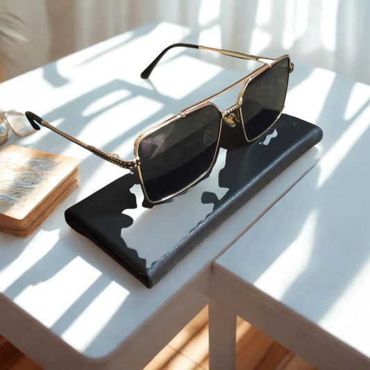Luxury Gold-Rimmed Square Sunglasses with Black Gradient Lenses