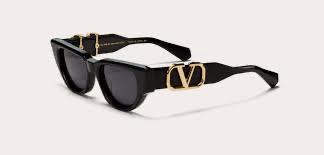 Valentino V-Due VLS103 Black Cat-Eye Sunglasses with Gold VLogo Detail